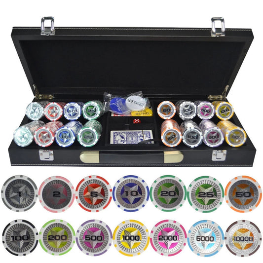 Professional three hundred chip poker set with a leather case